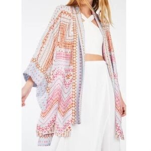 BCBGMaxAzria Pink and Orange Geometric Kimono